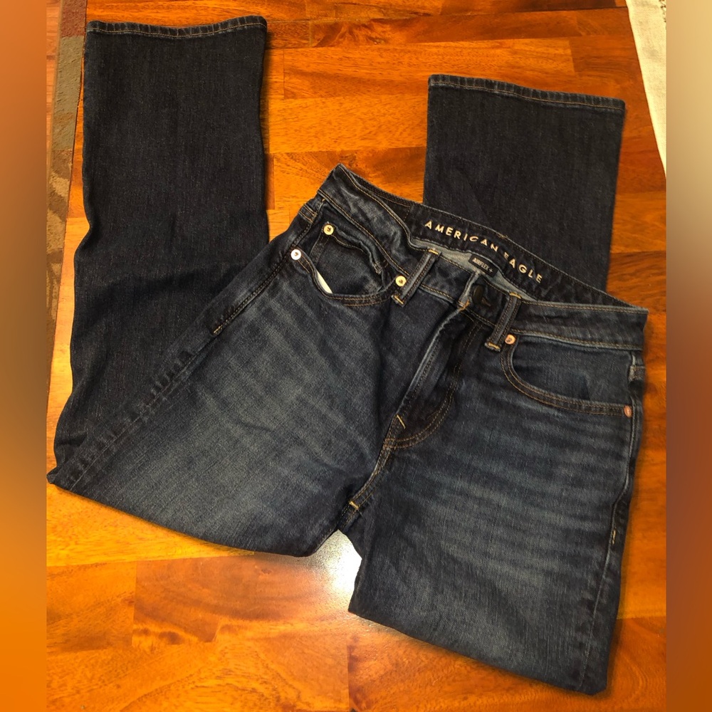 American Eagle Outfitters Men's Slim Straight Jeans - Dark Blue Wash